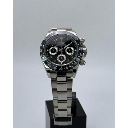 Custom Seiko Mod • Black Arabic Godzilla Daytona • 39.5mm